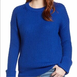 Caslon Blue Crew Neck Ribbed Sweater